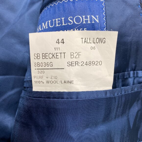 Samuelsohn Sport Coat Mens 44 Tall Blue Check Ermenegildo Zegna Fabric Jacket - Picture 9 of 14
